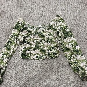 Open edit Floral Green Women's Top